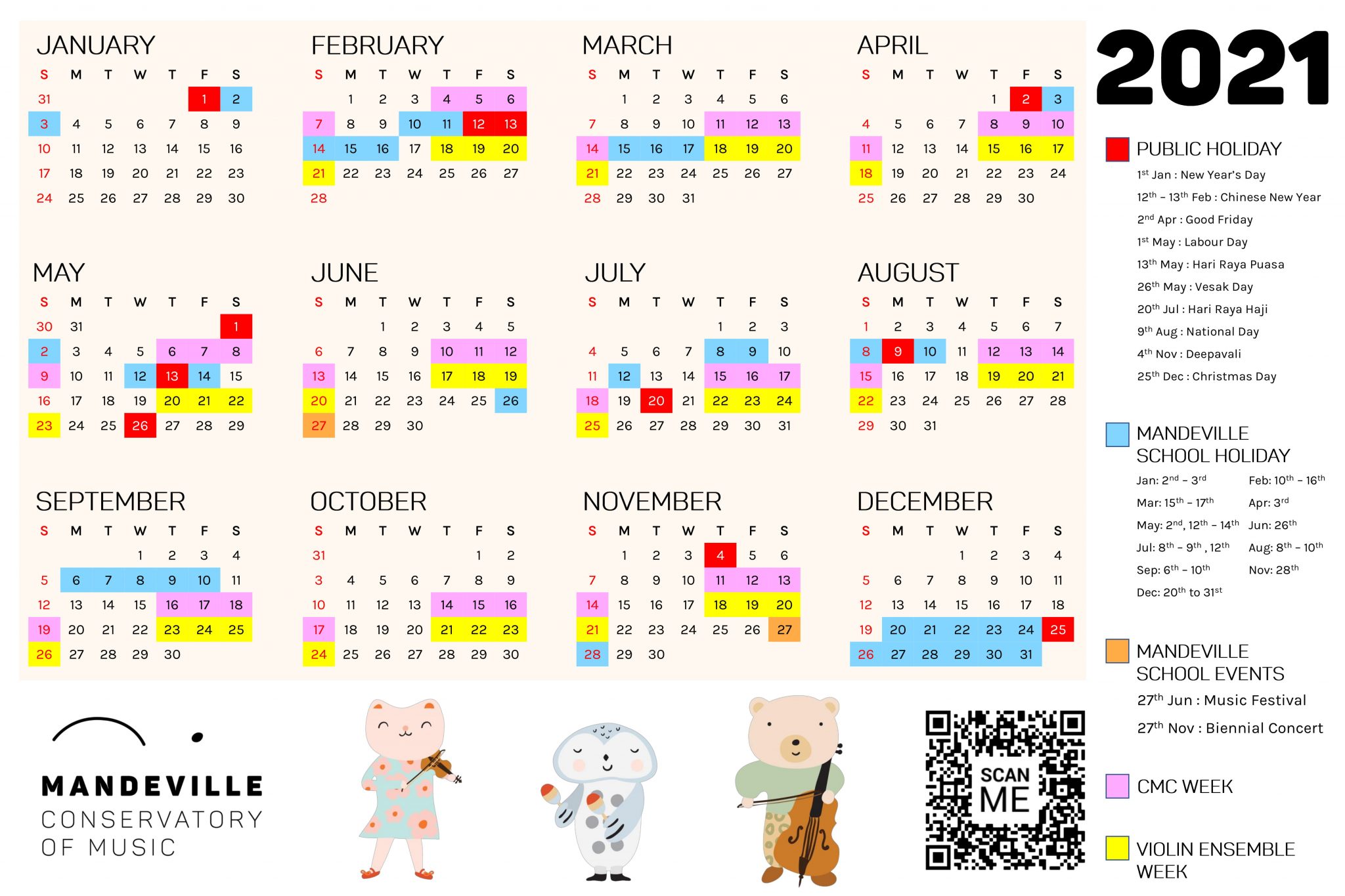 Calendar (Events, 3+1, etc.) Conservatory of Music